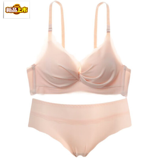 MORTEN SOLUM Big Brand Counter Bra Set Glossy Small Breast Gathering Top Glossy Wire-Free Breast Retracting Women's Underwear White 70A