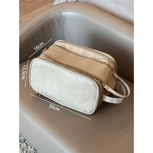 Japan's preferred cosmetic bag large capacity women's 2025 new portable storage bag travel portable waterproof toiletry bag camel extra large capacity Sancang eight districts (white inner