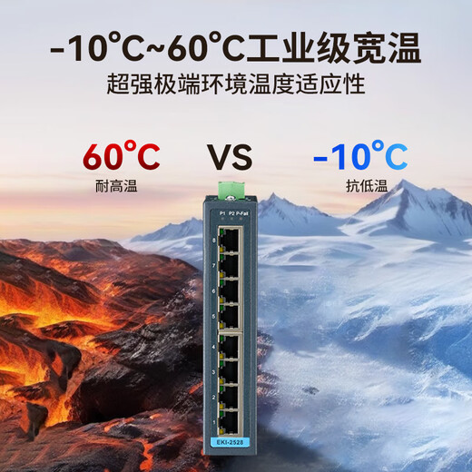 ADVANTECH (Advantech) 8-port industrial-grade switch 8 100M electrical ports -10~60 wide temperature unmanaged switch EKI-2528-BE