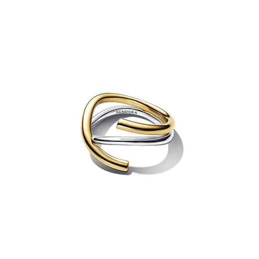 Pandora (PANDORA) Yellow Star Same Style ESSENCE Natural Two-Color Double Ring Ring Interlaced Double Ring Simple Stackable Birthday Gift Multi-Color 52mm