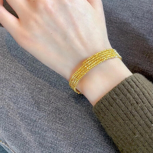Luanjie ancient method inherited 24k gold new five-circle bouncy bead bracelet sparkling retro multi-layer winding elastic bracelet accessories bouncy