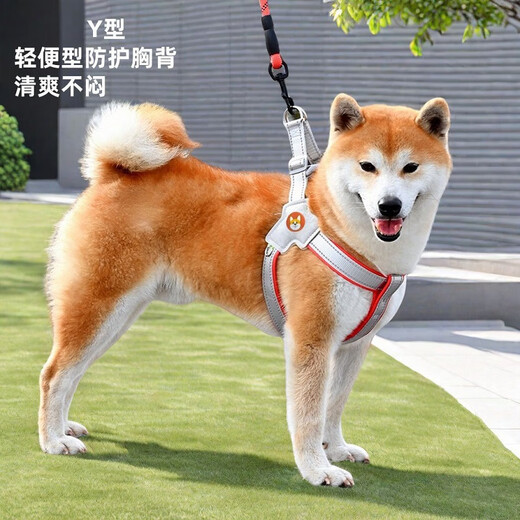JCZS German brand new dog leash harness vest-type pet walking leash for small and medium-sized Shiba Inu dogs, upgraded model black (single harness, cordless), light and breathable sponge, rust-proof S, weight 4-12Jin Jin equals 0.5kg