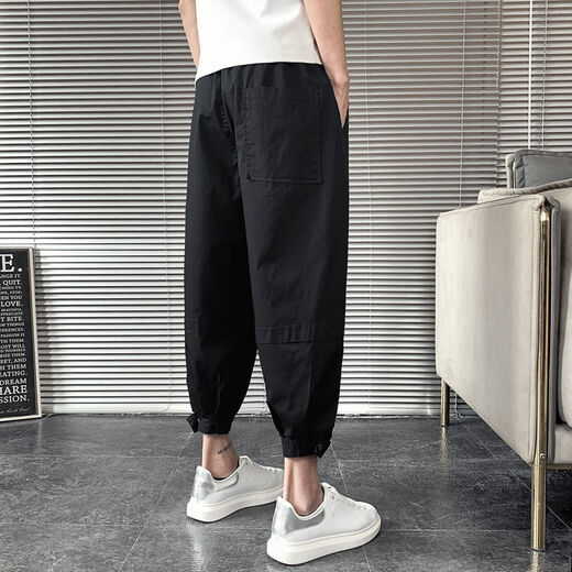 Yingzhen pissige Hosen Herbst und Wintermodemarke kleine Füße Arbeitspeurung Neun-Punkte-Internet-Promi loser Slim Harem Hosen neun Schlüssel K057 Black L 110-125jin [Jin entspricht 0,5 kg]