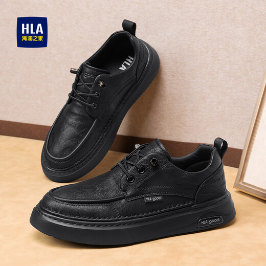 Heilan House (HLA) Men's Shoes 2025 Autumn and Winter New Style Sneakers Men's Business Casual Leather Shoes Trendy Versatile Casual Shoes Men's Black 41