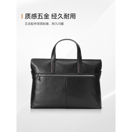 Samsonite JD Outlet Men's Handbag Computer Bag Casual Commuting Cow Leather Briefcase Birthday Gift TK9 BLACK 12.1-13 inches