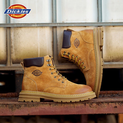 Dickies men's Martin boots high-top fashionable men's boots work boots couple boots men's earthy yellow 41-men's style