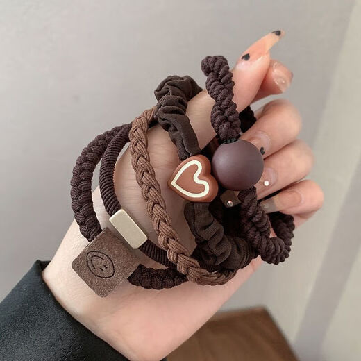 Ye Feili 5-piece Korean style rubber band headband, elegant simple hair accessories for women, high ponytail hair rope, high elasticity and high-end sense headband.