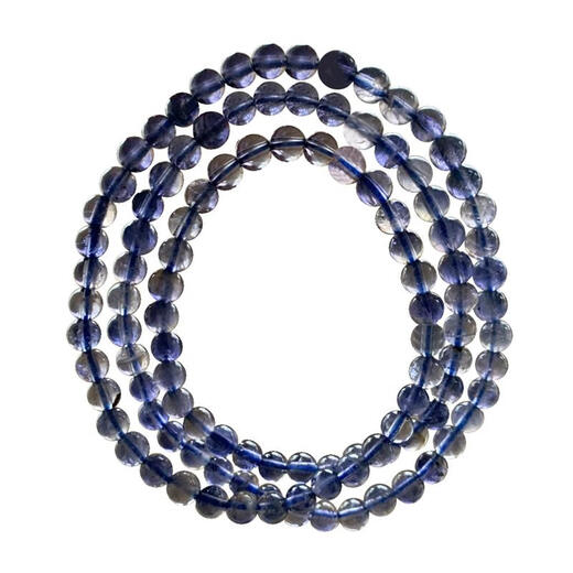 Natural ice-permeable cordierite three-circle Buddha beads bracelet, blue crystal tanzanite blue crystal, W15 about 5.8mm