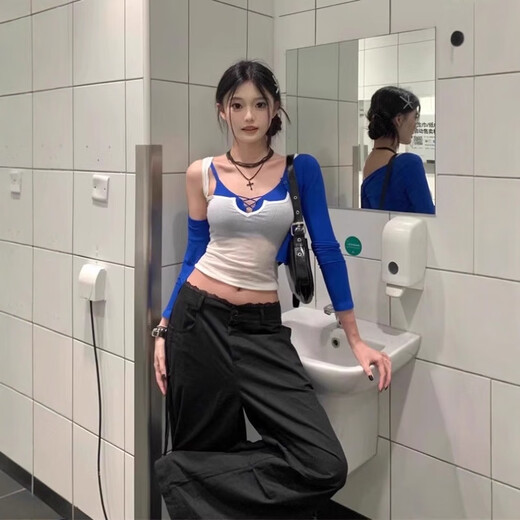 Tingluan (TINGLUAN) new two-piece set slightly see-through Tencel vest with small straps slimming white + red one size fits all 80-120 Jin Jin equals 0.5 kg