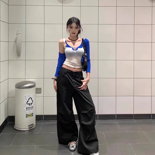 Tingluan (TINGLUAN) new two-piece set slightly see-through Tencel vest with small straps slimming white + red one size fits all 80-120 Jin Jin equals 0.5 kg