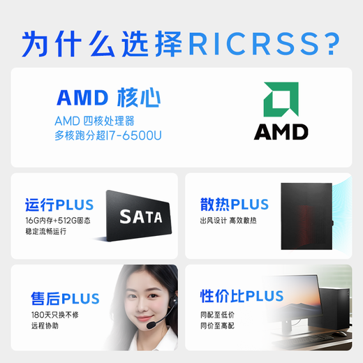 RICRSS RICRSS commercial office desktop computer host (A10-7800 16G 512G dual-band WIFI)