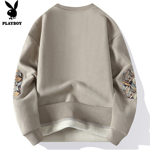Playboy (PLAYBOY) sweatshirt men's velvet jacket men's autumn and winter long-sleeved T-shirt men's base layer thickened warm tops