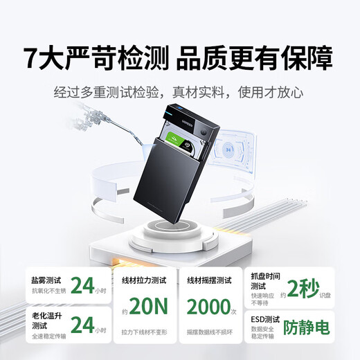 绿联USB3.0移动硬盘盒2.5/3.5英寸Type-C固态硬盘盒适用SATA串口笔记本电脑固态机械SSD外置盒LL42 USB3.0款【5Gbps】