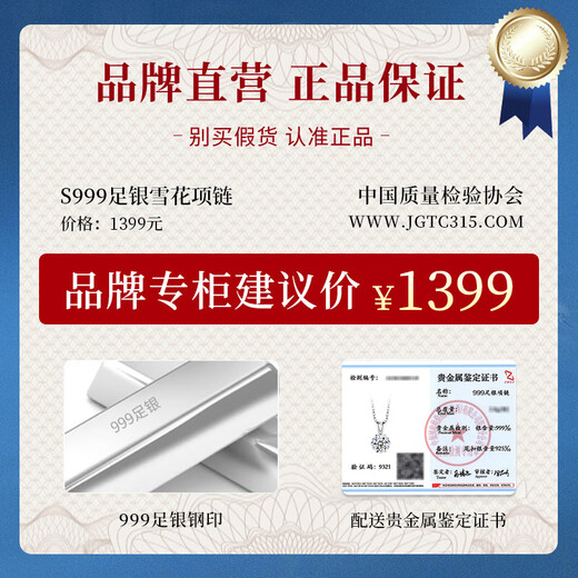 The only (Winy) one carat snowflake 999 sterling silver necklace women's moissanite pendant as a birthday gift for girlfriend and wife jewelry