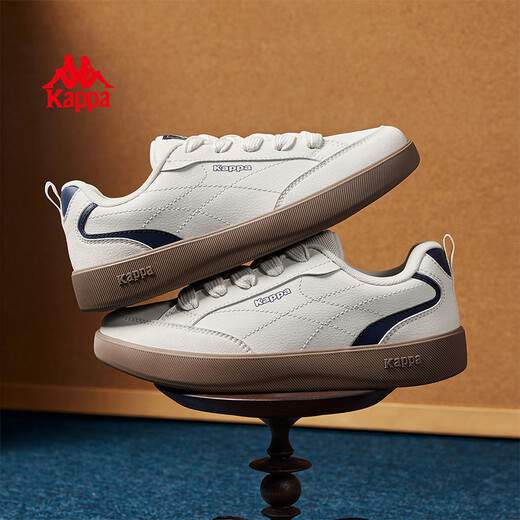 Kappa -Frauenschuhe, Low Top Board -Schuhe, weiche Sohle von Frauen 2025 Herbst Neue, vielseitige weiße Schuhe lässige dicke Sohle für Frauen, Winter weiß/dunkelblau, Single -Layer 38 (235 mm)