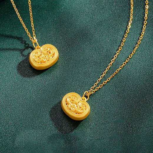 Gold necklace 999 pure gold covered with silver 5D hard gold Ruyi safe lock new Chinese style ethnic style women's necklace pendant filigree Ruyi lock pendant gold content 0.2 grams