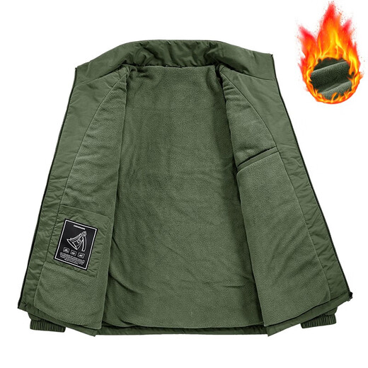 Stand collar jacket men's thickened 2025 winter new casual plus velvet warm jacket outdoor windproof and waterproof jacket black L (recommended 120-135Jin Jin equals 0.5kg)