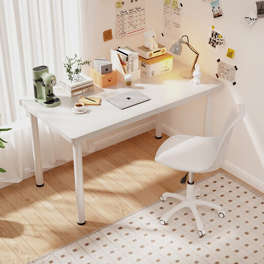 Desk computer table student study home bedroom long table girls makeup table simple office writing desk table white 120x60 upgraded version