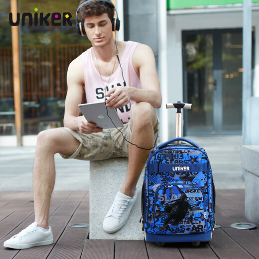 
Uniker trolley schoolbag boy large capacity junior high school students female trolley back dual-purpose primary school 6-12 years old lightweight schoolbag rebirth 12161A