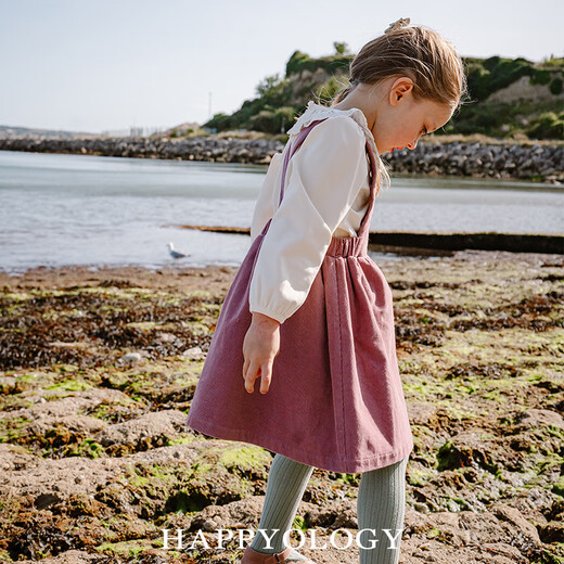 Happyology British children's autumn and winter clothing children's clothing cotton corduroy skirt girls embroidered suspender skirt