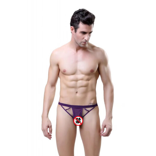 SMVP single Nanwei men's thong sexy T-pants mesh fully transparent sexy real-life lace briefs trendy G37 black