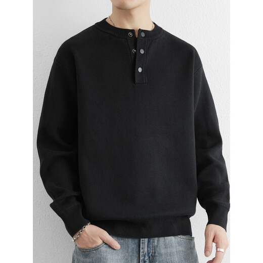 Awesome pure cotton Henry collar half-cardigan sweater for men autumn and winter new men's pullover sweater light mustard green 2XL weight range 150-170Jin Jin is equal to 0.5 kg