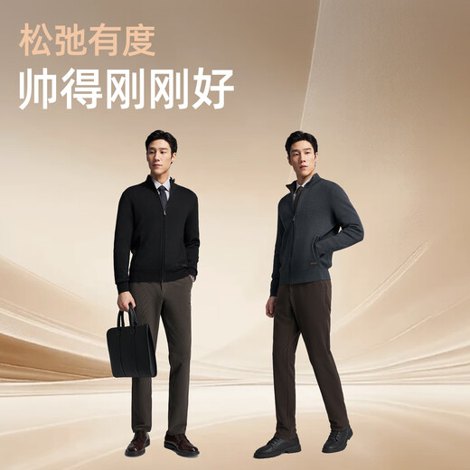 Youngor Machine Washable Wool Autumn and Winter Men's New Stand Collar Business Casual Warm Sweater Jacket 619962C