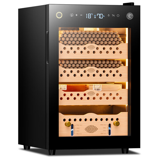 Shantou Lincun Qielong Fingerprint Lock Cigar Cabinet Constant Temperature and Humidity Cedar Wood Shelf Water Ion Removal of Ammonia and Alcohol Care WIFI Cigar Cabinet 110C Cigar Basket Model Ammonia Cleaning + WiFi + Fingerprint Lock + Cedar