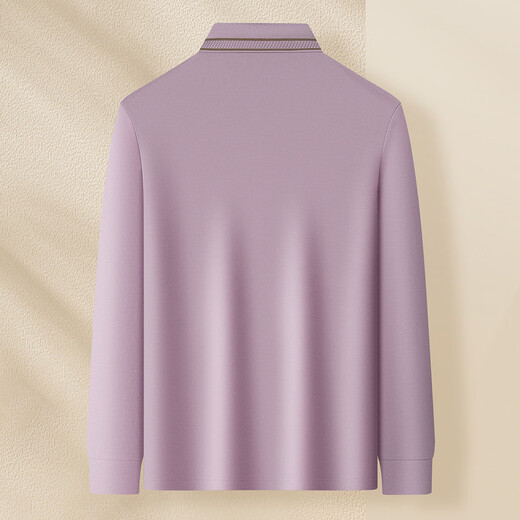 MONTAGUT Breathable long-staple cotton & jacquard lapel Autumn comfortable stretchable long-sleeved polo shirt JG Gray Purple S