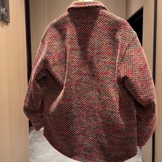 Kuraishi Kazuki small fragrant lapel woven plaid jacket men's autumn and winter Korean style loose casual tuxedo shirt jacket trendy men red XL 150-170Jin Jin is equal to 0.5 kg