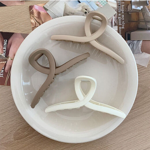 Hesiyu shark clip ins high-looking student hairpin hairpin female back of the head grabber fairy-like high-end hair grabber matte coffee color 11CM