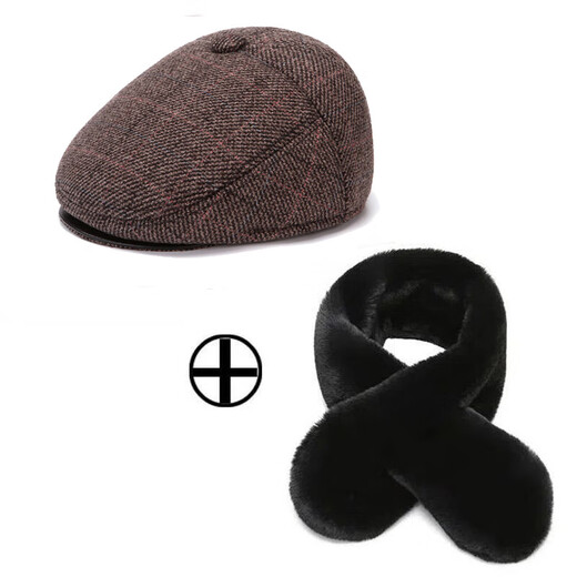 Hat men's winter warm peaked cap ear protection middle-aged and elderly dad grandpa old hat old man forward hat dark gray M