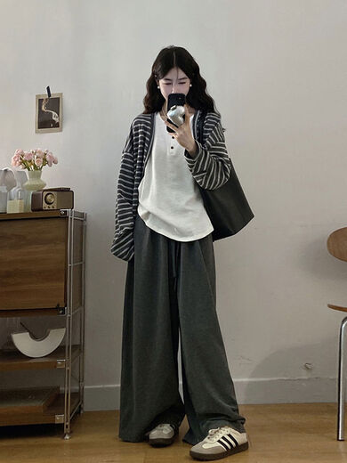A complete set of plus size lazy style autumn outfits for slim and relaxed casual jackets, vests and wide-leg pants suits for women. ++2025ootd outfits. A complete set of ootd outfits. L L Reference 105-120Jin Jin is equal to 0.5 kg. Wear within 0.5kg