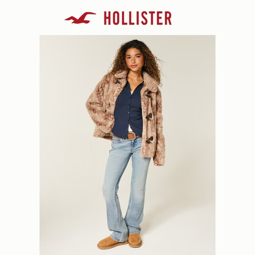 HOLLISTER25 New Autumn and Winter Y2K Hot Girl Slim Waist Belted Poplin Shirt Women's 340-5486 Navy Blue L (165/96A)