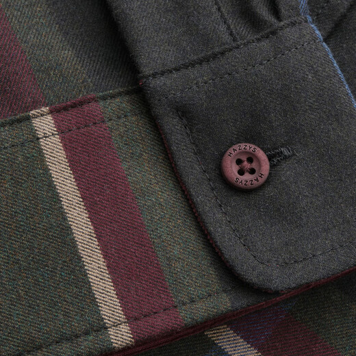 HAZZYS Women's Clothing 2025 Winter New Women's Contrast Color Retro Plaid Long-Sleeved Shirt Women's ASCSK1CDK28 Carbon Gray CG L (165/88A 40)