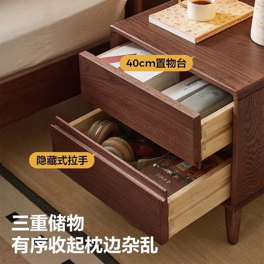 Lin's Home Nachttisch aus massivem Holz, Zuhause, Schlafzimmer, 2025, beliebt, Eiche, kleiner Nachttisch, Aufbewahrungsschrank, Holzindustrie, LH194B5, 0,40 cm | Retro-Nachttisch aus Eichenholz