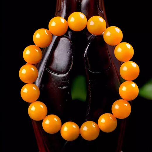 Fan Jialun old beeswax bracelet for women full of honey chicken fat yellow amber bracelet for women round beads single circle men's transfer beads jade beads beeswax round beads 8-9MM 21 pieces