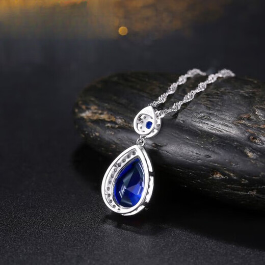 Ten-leaf sapphire pendant for women Japanese and Korean sterling silver plated 18k gold colored gemstone necklace precious gemstone tanzanite accessories