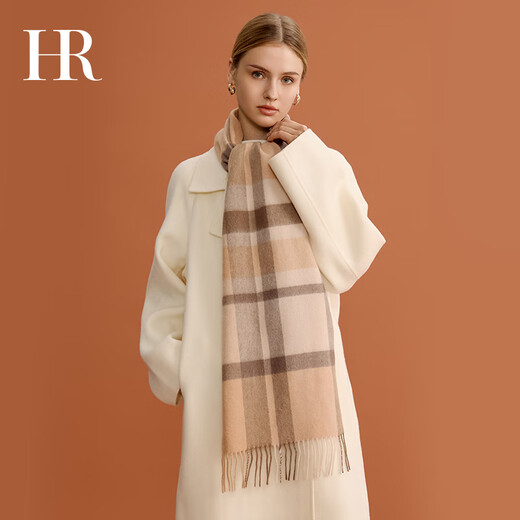 HR Helena brand wool scarf for women autumn and winter 2025 new warm scarf birthday gift for girl girlfriend milk coffee grid brand counter gift box