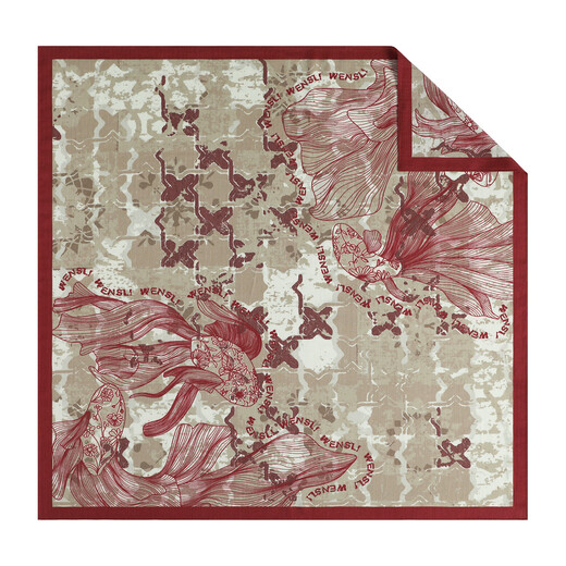 Wanshili double-sided printed silk wool scarf 2025 new style as a birthday gift for mothers and elders, shawl outer wear-Jinyu Hui