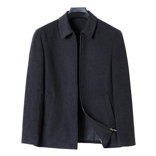 KBXNG Jimba official flagship woolen warm lapel jacket autumn and winter casual men's simple dad jacket autumn and winter black L 175