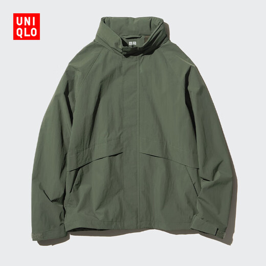 Uniqlo Men's and Women's Windproof Stand Collar Jacket Jacket Outdoor Casual Hooded Jacket 475038 475038/57 Dark Olive XS