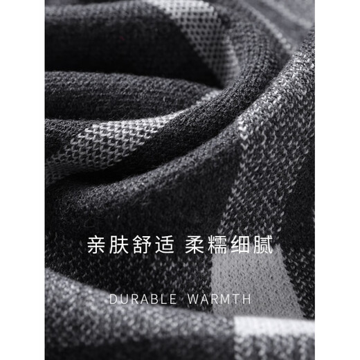 Hengyuanxiang plaid wool scarf men's black 2025 new autumn and winter scarf men's scarf high-end versatile WJ005-221 white and black