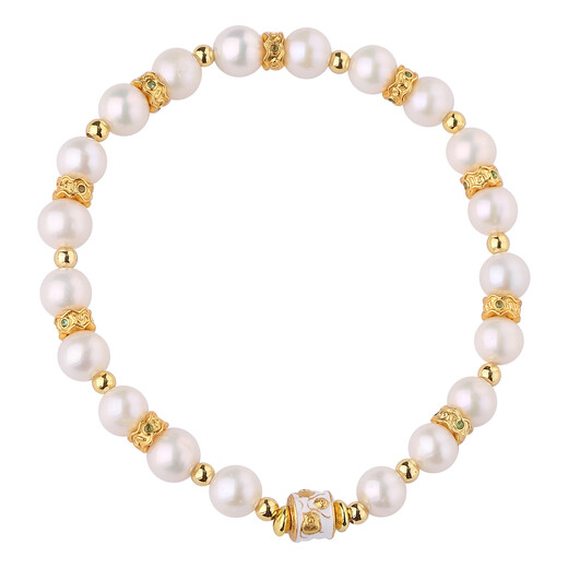 Potala Palace Freshwater Pearl Glazed Bracelet Agarwood Wooden Toy Transfer Bead Bracelet Women's Birthday Gift for Girlfriend