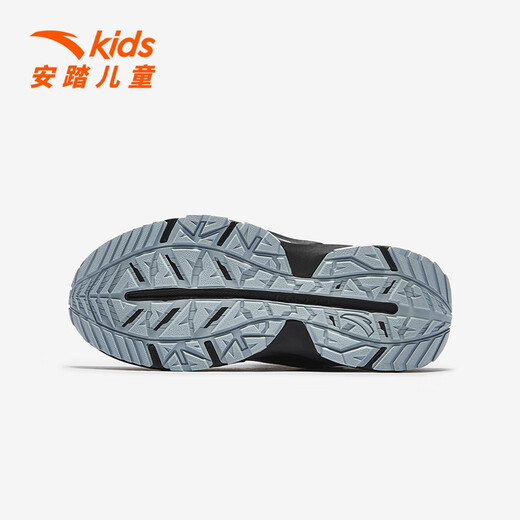 ANTA children's cotton shoes new winter style for boys, middle and large children, comfortable cushioning, non-slip Velcro, warm casual shoes, sports shoes, black/thin blue/cold gray-2 33