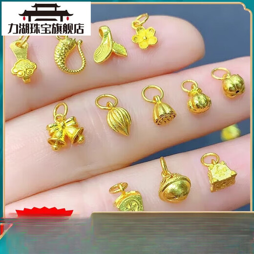 Lihu Lao Phoenix 999 quality 18k gold drip accessories 18K gold drip ancient gold lotus bell 18K pure gold No. 15 single star Lao Fengxiang quality