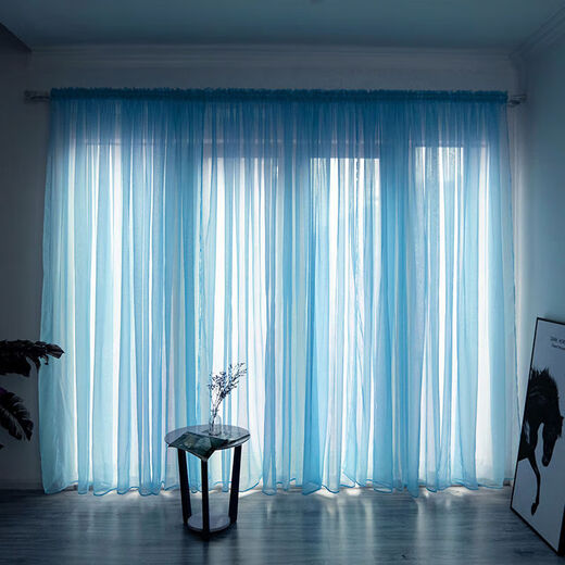 Befulang Nordic simple light-transmitting curtain gauze solid color finished gauze curtain Japanese style bedroom bay window balcony living room gauze customized piece white 1.5 meters wide * 2.7 meters high (Velcro)