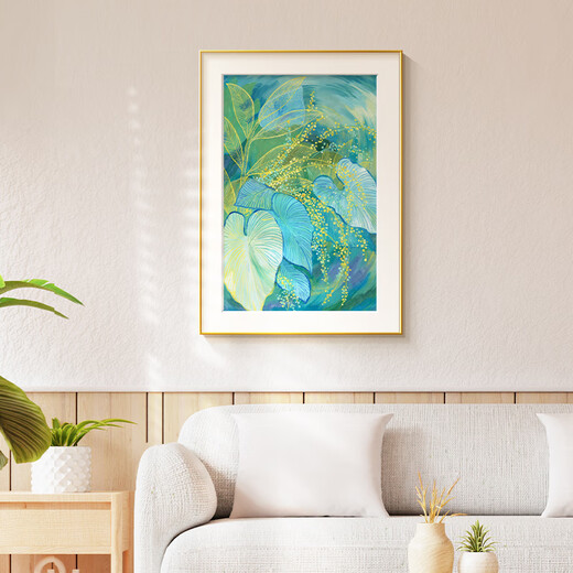Long time no see Lin Yun Cream style living room decoration painting green plants abstract sofa background wall artistic restaurant hanging painting