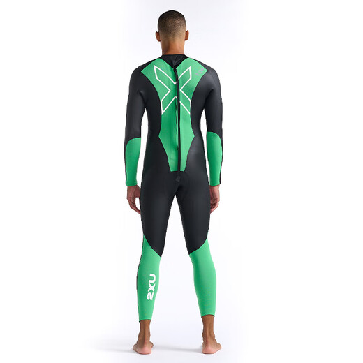 2XU Propel Series P 1 long-sleeved cold wetsuit professional snorkeling warm one-piece wetsuit winter swimming suit black/bright green L