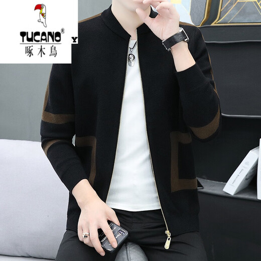 啄木鸟（TUCANO）针织开衫男士棒球服春秋秋季休闲毛衣外套男潮流毛线衣 MK26灰色 165/M